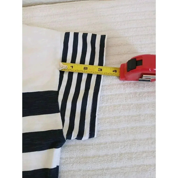 Level Eigth Womens Top Size Large Striped White Navy Scoop Neck Short Sleeve - Picture 12 of 14